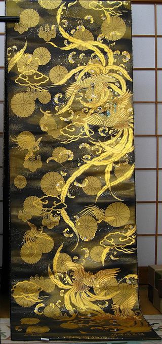 0024b丸帯本金箔　明暉瑞鳥錦紋Ｄ